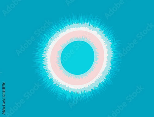 Volcano Crater Lake in Ocean Turquoise Surface Cartoon Vector Illustration