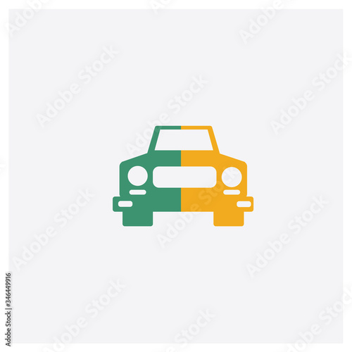 Car concept 2 colored icon. Isolated orange and green Car vector symbol design. Can be used for web and mobile UI/UX