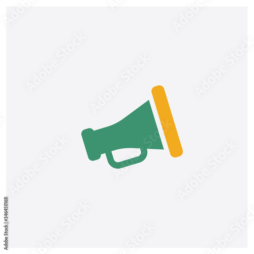 Cinematographic Announcer concept 2 colored icon. Isolated orange and green Cinematographic Announcer vector symbol design. Can be used for web and mobile UI/UX