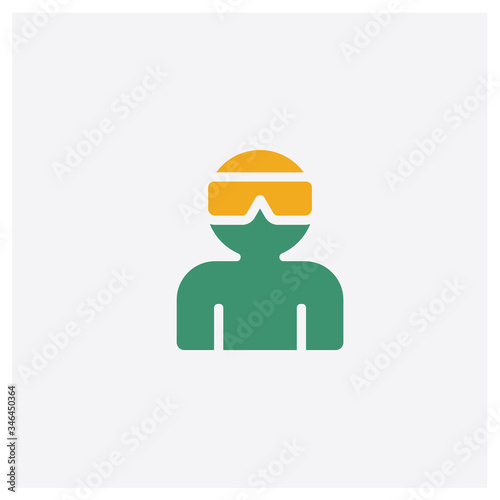 3D glasses concept 2 colored icon. Isolated orange and green 3D glasses vector symbol design. Can be used for web and mobile UI/UX