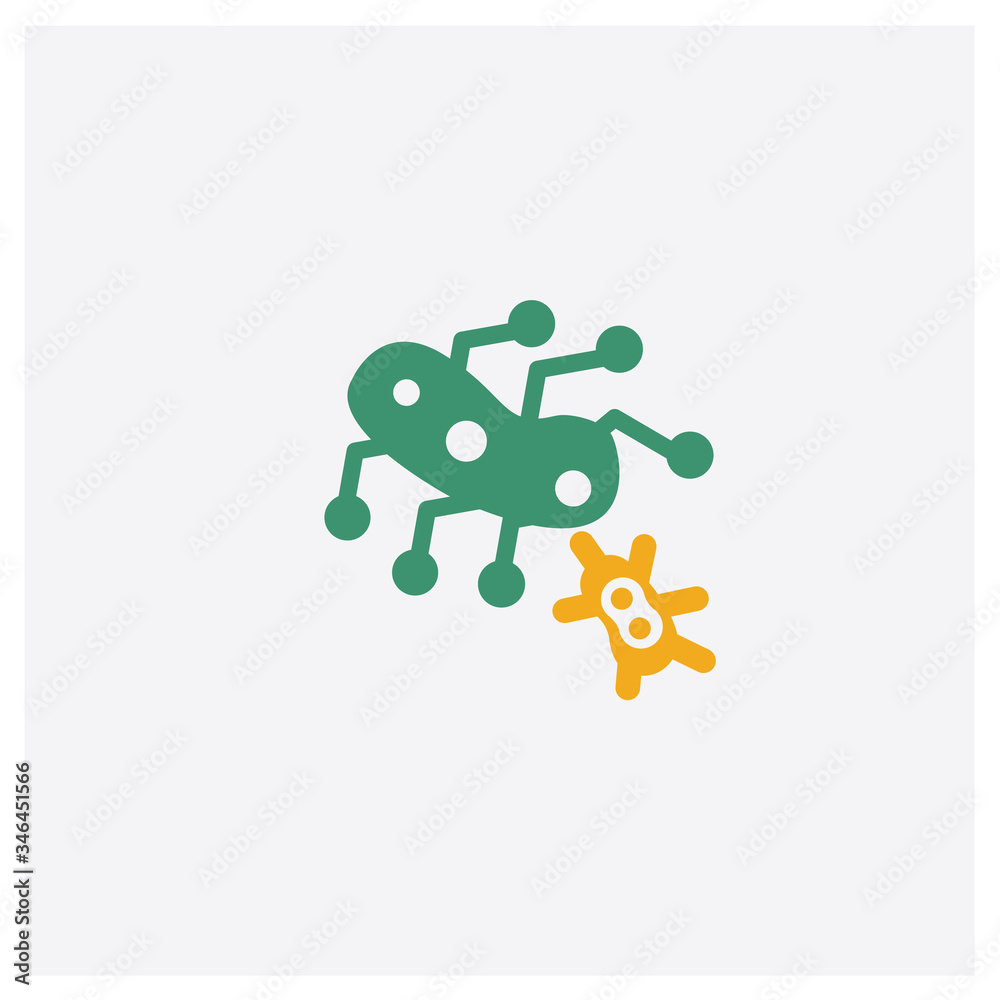 Bacteria concept 2 colored icon. Isolated orange and green Bacteria vector symbol design. Can be used for web and mobile UI/UX