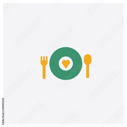 Charity Food concept 2 colored icon. Isolated orange and green Charity Food vector symbol design. Can be used for web and mobile UI/UX