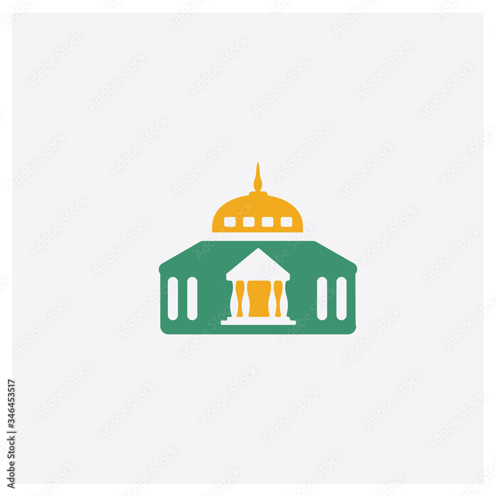 Goverment Building concept 2 colored icon. Isolated orange and green Goverment Building vector symbol design. Can be used for web and mobile UI/UX