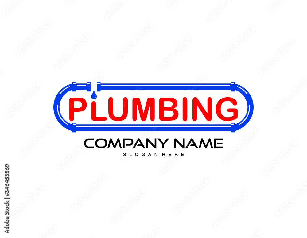 plumbing with water drop logo design vector