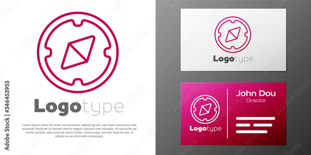 Fototapeta premium Logotype line Compass icon isolated on white background. Windrose navigation symbol. Wind rose sign. Logo design template element. Vector Illustration