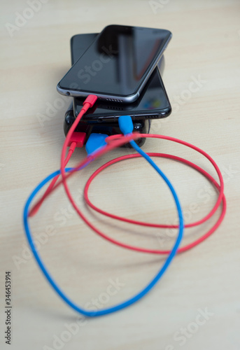 Power bank, phone charger for multiple smartphones with usb connector.