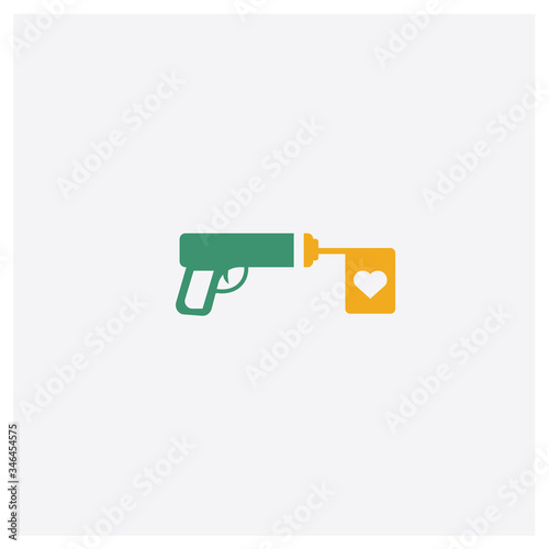 Gun concept 2 colored icon. Isolated orange and green Gun vector symbol design. Can be used for web and mobile UI/UX