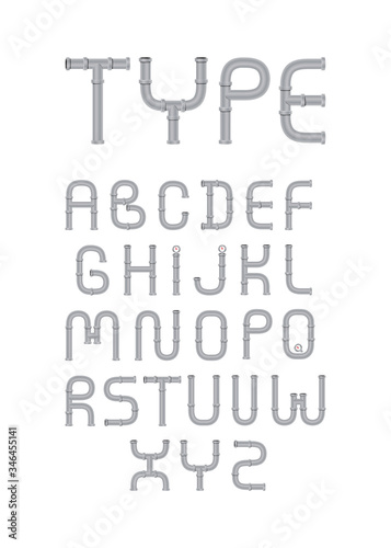 Pipe type illustrated vector set from A to Z