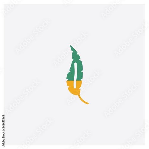 Feather concept 2 colored icon. Isolated orange and green Feather vector symbol design. Can be used for web and mobile UI/UX