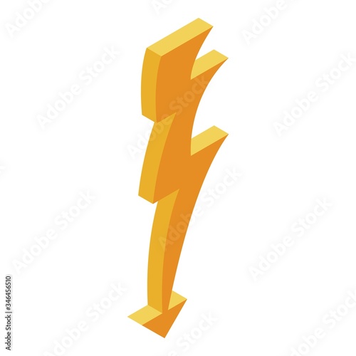Yellow thunder bolt icon. Isometric of yellow thunder bolt vector icon for web design isolated on white background