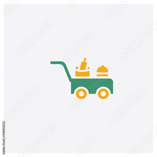 Room service concept 2 colored icon. Isolated orange and green Room service vector symbol design. Can be used for web and mobile UI/UX