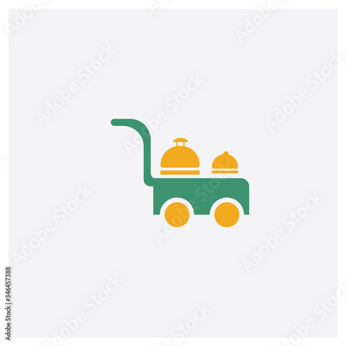 Room service concept 2 colored icon. Isolated orange and green Room service vector symbol design. Can be used for web and mobile UI/UX