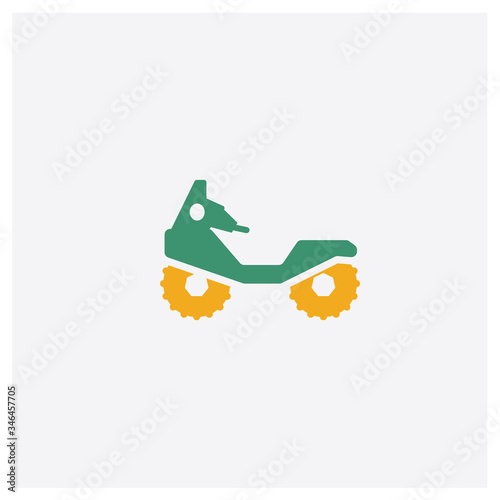 All terrain vehicle concept 2 colored icon. Isolated orange and green All terrain vehicle vector symbol design. Can be used for web and mobile UI/UX photo