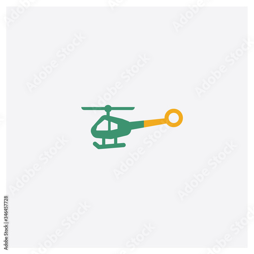 Helicopter profile concept 2 colored icon. Isolated orange and green Helicopter profile vector symbol design. Can be used for web and mobile UI/UX