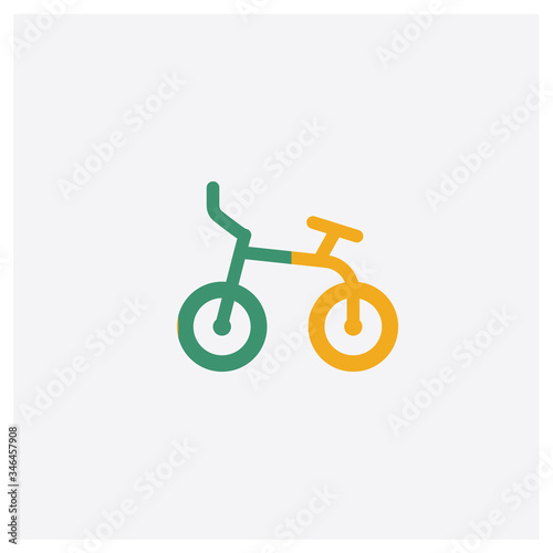 Bicycle concept 2 colored icon. Isolated orange and green Bicycle vector symbol design. Can be used for web and mobile UI/UX