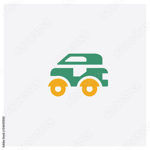 Tuk tuk concept 2 colored icon. Isolated orange and green Tuk tuk vector symbol design. Can be used for web and mobile UI/UX