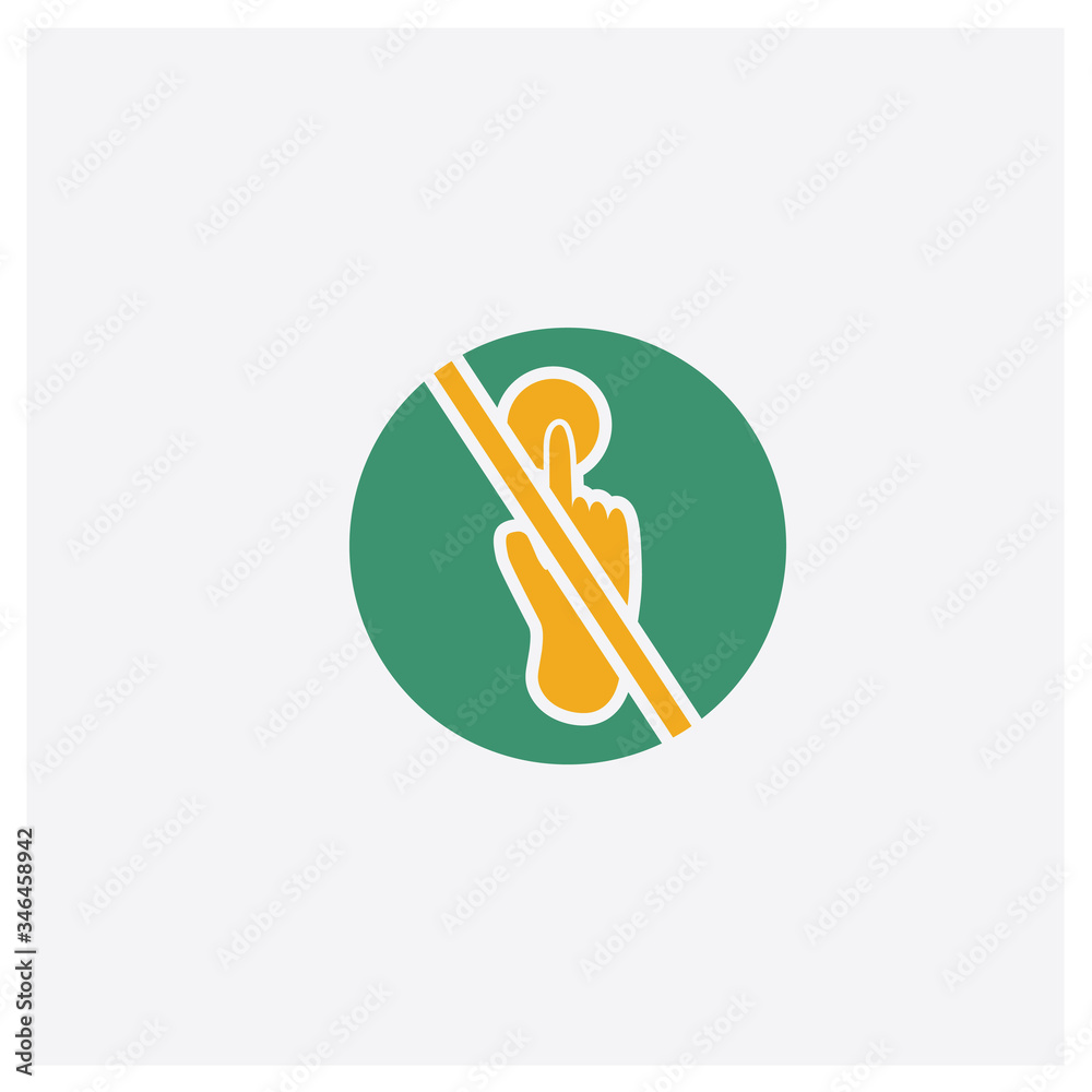 Do not touch concept 2 colored icon. Isolated orange and green Do not touch vector symbol design. Can be used for web and mobile UI/UX Do not touch concept 2 colored icon. Isolated orange and green Do not touch vector symbol design. Can be used for web and mobile UI/UX