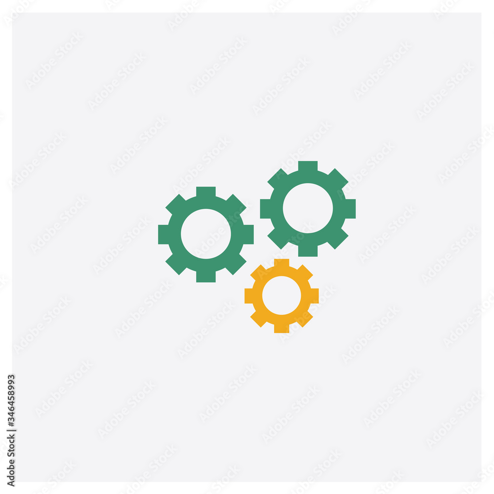 Gear concept 2 colored icon. Isolated orange and green Gear vector symbol design. Can be used for web and mobile UI/UX
