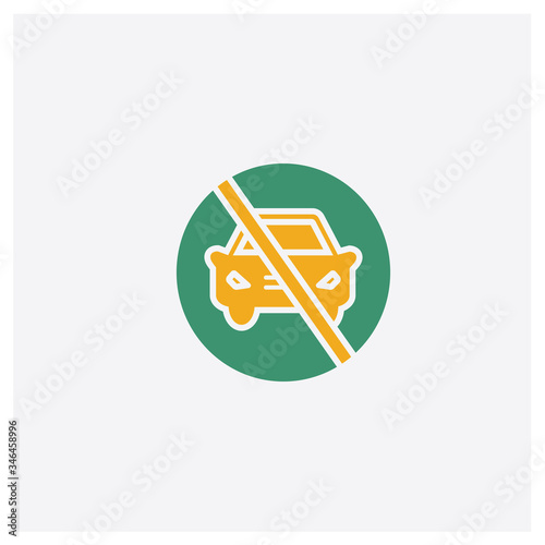 No parking concept 2 colored icon. Isolated orange and green No parking vector symbol design. Can be used for web and mobile UI/UX