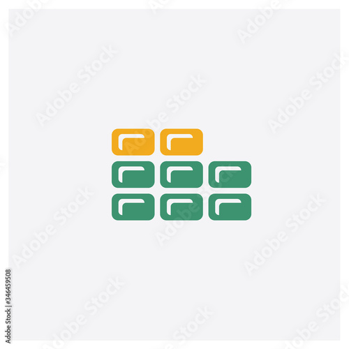 Brick concept 2 colored icon. Isolated orange and green Brick vector symbol design. Can be used for web and mobile UI/UX