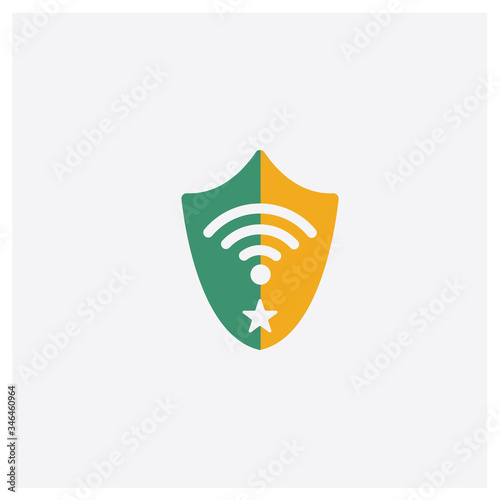 Shield concept 2 colored icon. Isolated orange and green Shield vector symbol design. Can be used for web and mobile UI/UX