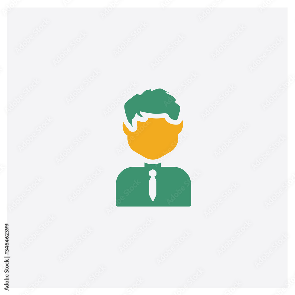 Businessman concept 2 colored icon. Isolated orange and green Businessman vector symbol design. Can be used for web and mobile UI/UX