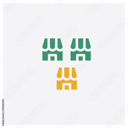 Franchise concept 2 colored icon. Isolated orange and green Franchise vector symbol design. Can be used for web and mobile UI/UX