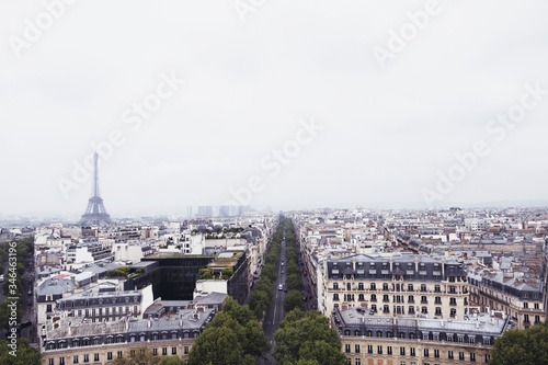 Beautiful view of Paris city with Eiffel Tower and typical parisian architecture. © Iryna