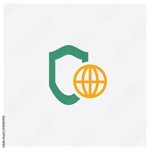 Shield concept 2 colored icon. Isolated orange and green Shield vector symbol design. Can be used for web and mobile UI/UX