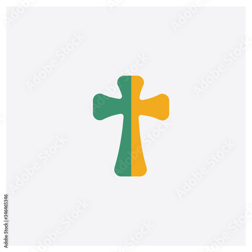 Catholicism concept 2 colored icon. Isolated orange and green Catholicism vector symbol design. Can be used for web and mobile UI/UX