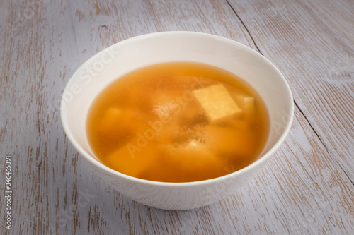 Miso soup with tofu with background