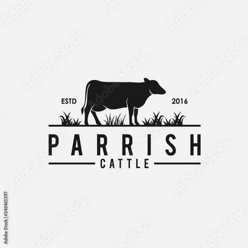 Fotografia, Obraz Cow breeder logo. beef vector.