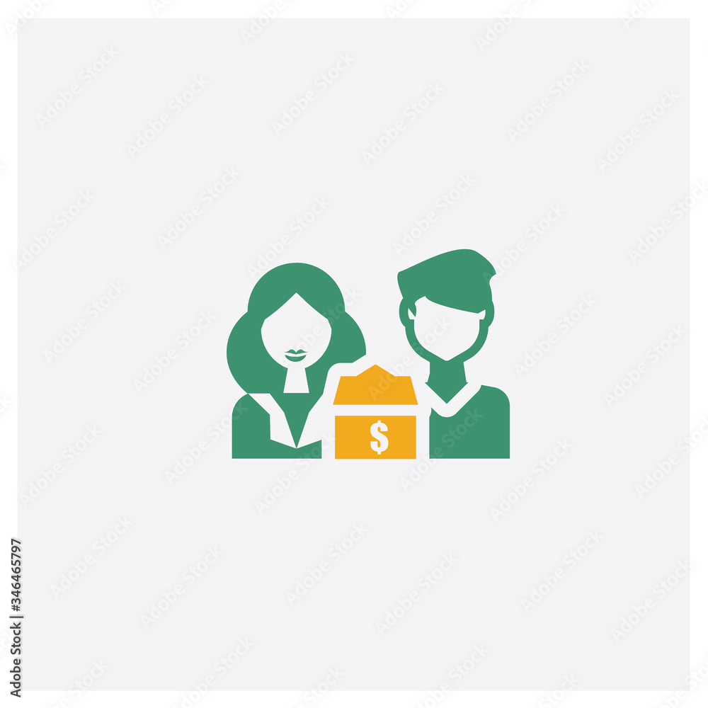 Fotografie Family concept 2 colored icon