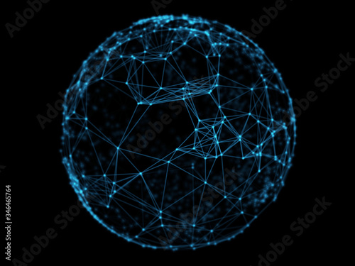 Abstract sphere geometry orb and polygonal lines and dots. Futuristic Technology (super high resolution)