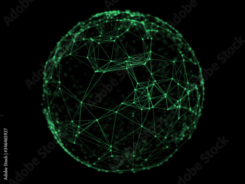 Abstract sphere geometry orb and polygonal lines and dots. Futuristic Technology (super high resolution)