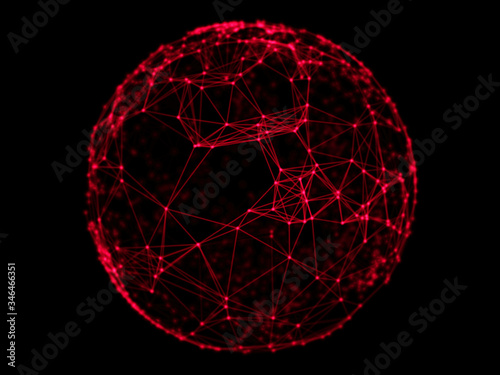 Abstract sphere geometry orb and polygonal lines and dots. Futuristic Technology (super high resolution)