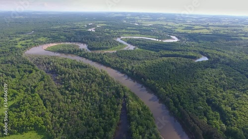 Wallpaper Mural Aerial landscape with small winding Sim river in Russia, 4k Torontodigital.ca