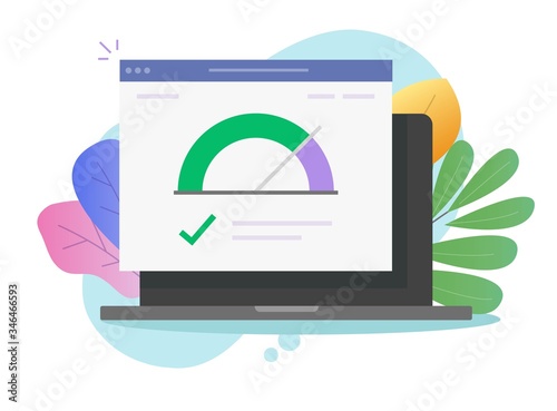 Speed of website internet page loading or computer laptop seo optimization web site performance test check icon vector flat, concept of pc load time speedometer software tool for downloading score