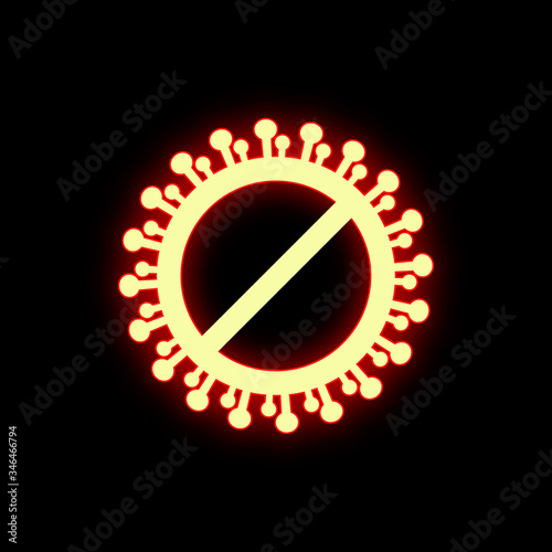 isolated vector image of a coronavirus. sign of the ban. restrictions related to quarantine. world danger. spread of infection. stop the infection. prevention measures, isolation. 