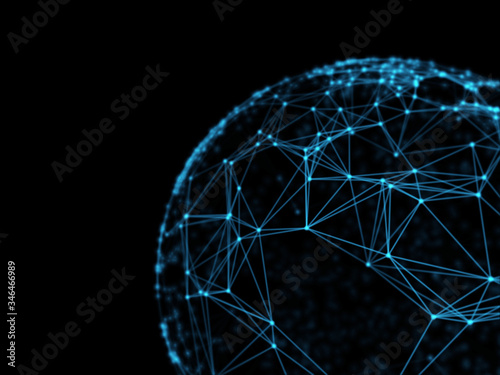 Abstract sphere geometry orb and polygonal lines and dots. Futuristic Technology (super high resolution)