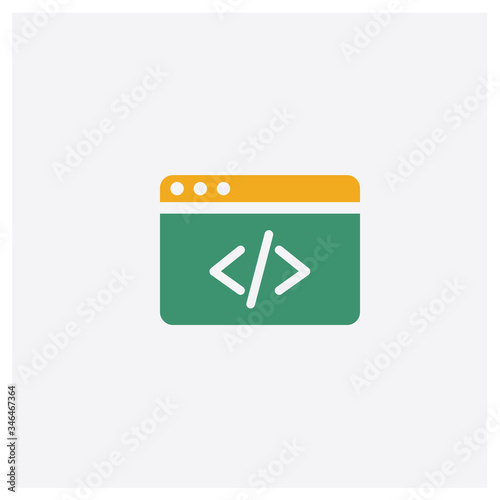 Clean code concept 2 colored icon. Isolated orange and green Clean code vector symbol design. Can be used for web and mobile UI/UX