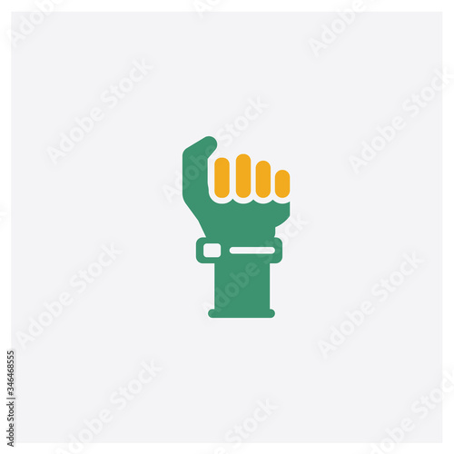 Protest concept 2 colored icon. Isolated orange and green Protest vector symbol design. Can be used for web and mobile UI/UX