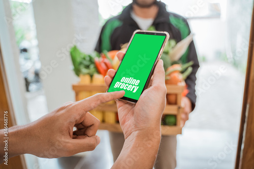 food ordering via smartphone apps. online shopping. grocery delivery at home