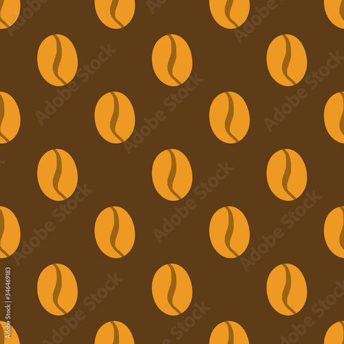 Seamless pattern. Coffee beans on a brown background. Pattern