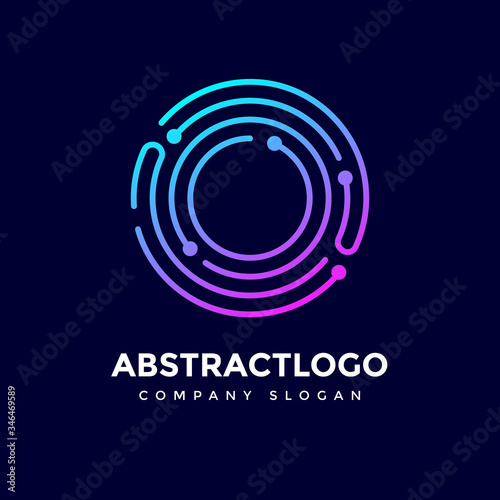 Digital Technology Lines Letter O logo with Dots logotype Corporate Design Vector.