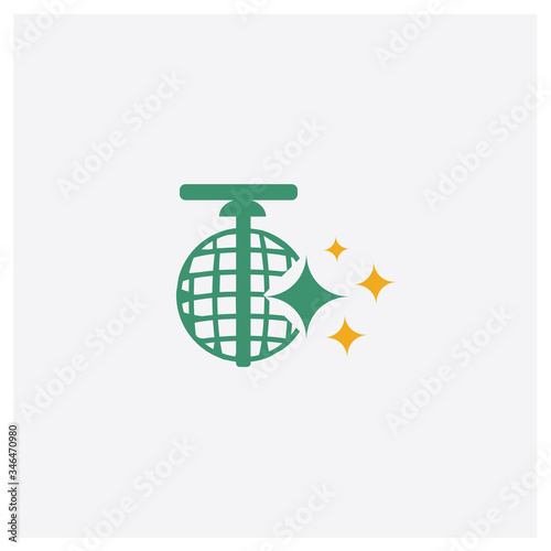 Disco Ball concept 2 colored icon. Isolated orange and green Disco Ball vector symbol design. Can be used for web and mobile UI/UX