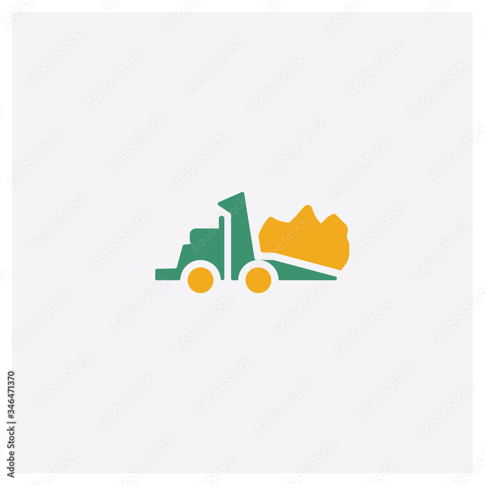 Fototapeta premium Truck concept 2 colored icon. Isolated orange and green Truck vector symbol design. Can be used for web and mobile UI/UX