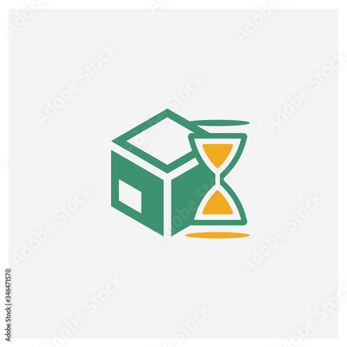 Wait time concept 2 colored icon. Isolated orange and green Wait time vector symbol design. Can be used for web and mobile UI/UX
