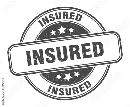 insured stamp. insured round grunge sign. label