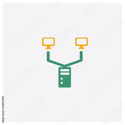 Network concept 2 colored icon. Isolated orange and green Network vector symbol design. Can be used for web and mobile UI/UX